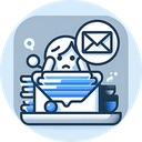 Pile of emails with worried face